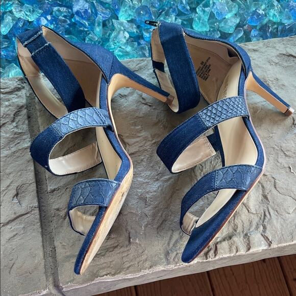 Nine West Dark Blue Ankle Strap Heels - Picture 3 of 5